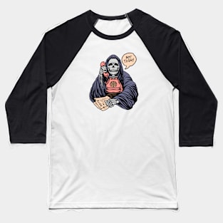 Not Today Satan // Funny Grim Reaper Cartoon Baseball T-Shirt